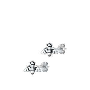 Sterling Silver Unique Oxidized Honey Bee High Polished Fashion Earrings 925 New