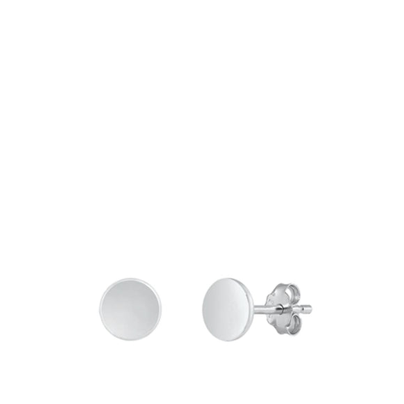 Sterling Silver High Polished Flat Disc Circle Fashion Earrings 925 New