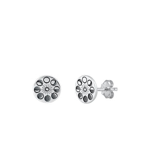 Sterling Silver Oxidized Cute Round Moon Phases Post Stud Earrings .925 New