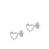 Sterling Silver Classic High Polished Diamond-Cut Heart Earrings 925 New