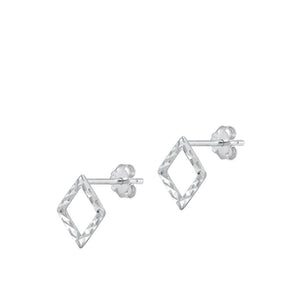 Sterling Silver Fashion High Polished Diamond-Cut Geometic Earrings 925 New