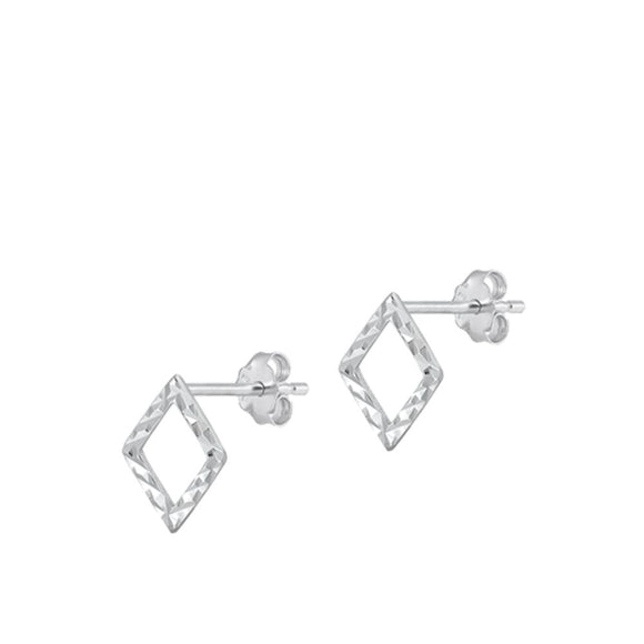Sterling Silver Fashion High Polished Diamond-Cut Geometic Earrings 925 New