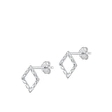 Sterling Silver Fashion High Polished Diamond-Cut Geometic Earrings 925 New