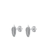 Sterling Silver Beautiful Feather Stud Oxidized Earrings 925 New