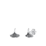 Sterling Silver Cute Ginko Leaf Mushroom Oxidized Earrings .925 New