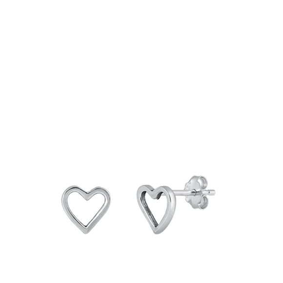 Sterling Silver Fashion Heart High Polished Love Stud Earrings .925 New