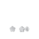 Sterling Silver Fashion Flower High Polished Stud Earrings .925 New