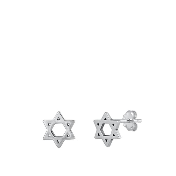 Sterling Silver Unique Jewish Star of David High Polished Earrings .925 New
