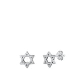 Sterling Silver Unique Jewish Star of David High Polished Earrings .925 New