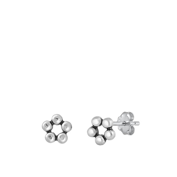 Sterling Silver Wholesale Abstract Flower Oxidized High Polished Earrings 925