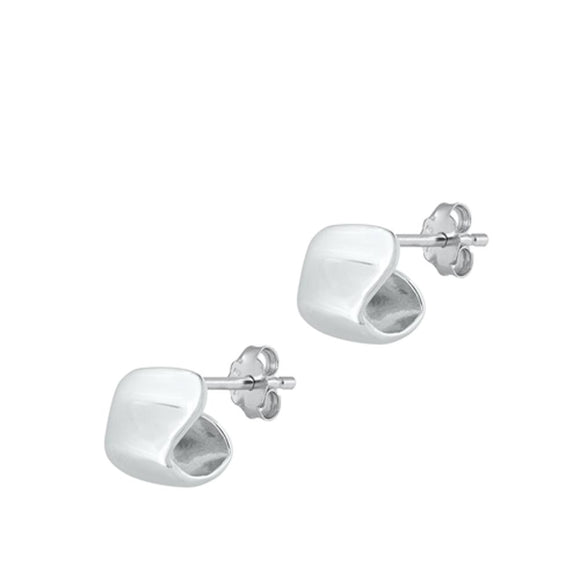 Sterling Silver Cute High Polished Abstract Stud Earrings 925 New