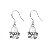 Sterling Silver Oxidized Octopus Hanging Hook Ocean Nautical Earrings .925