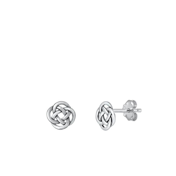 Sterling Silver Oxidized Celtic Knot Stud High Polished Post Earrings .925 New