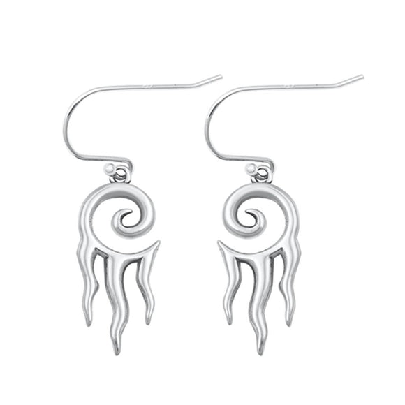 Sterling Silver Punk Flame Dripping Sun Wave Drop Hook Earrings .925 New
