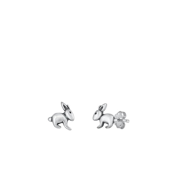 Sterling Silver Classic Bunny Rabbit High Polished Stud Earrings .925 New