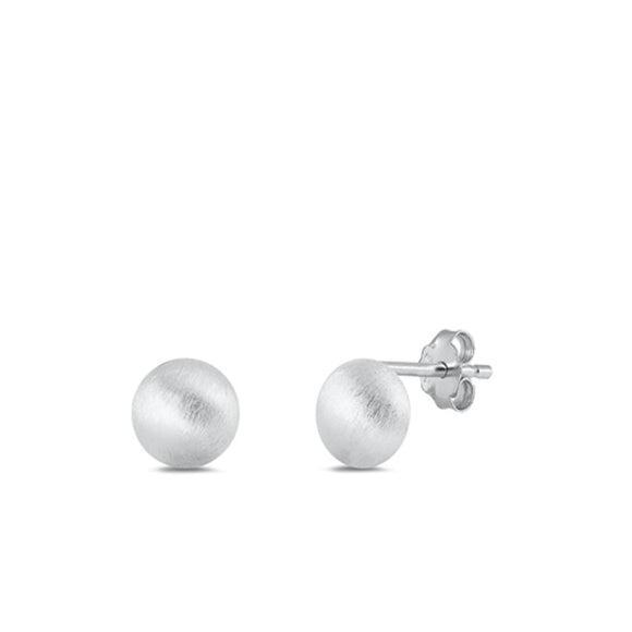 Sterling Silver Brushed Ball Stud High Polished Fashion Earrings .925 New