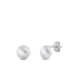 Sterling Silver Brushed Ball Stud High Polished Fashion Earrings .925 New