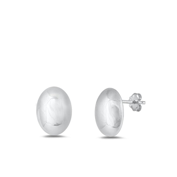 Sterling Silver Fashion High Polished Oval Ball Stud Fashion Earrings .925 New