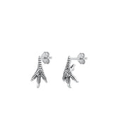 Sterling Silver Beautiful Talon Bird Claw Foot Stud Oxidized Earrings .925 New