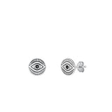 Sterling Silver .925 New Unique High Polished Evil Eye Stud Earrings