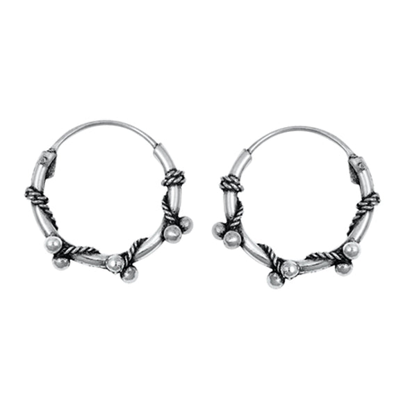 Sterling Silver Rope Twist Hoop Bali Style Boho Unique Earrings 925 New