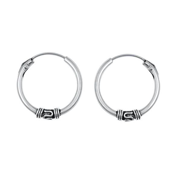 Sterling Silver Bali Style Hoop Boho Wavy Wrap Earrings 925 New