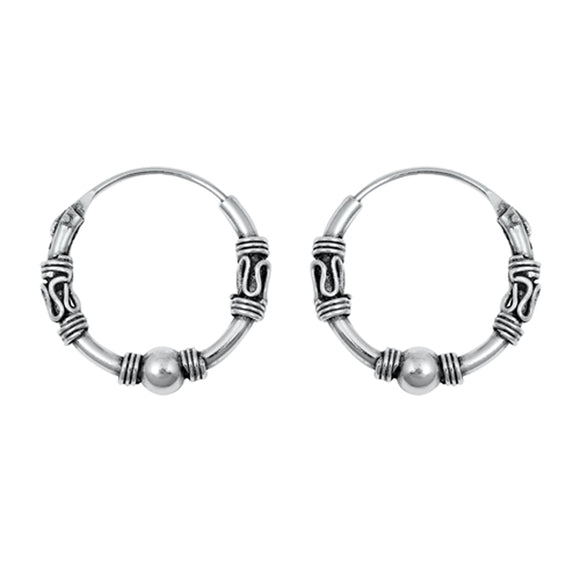 Sterling Silver Boho Hoop Bali Style Wavy Rope Knot Earrings 925 New