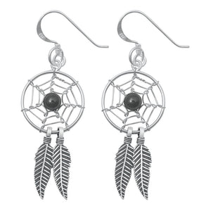 Sterling Silver Dreamcatcher Web Hanging Feather Hook Earrings 925 New 925 New