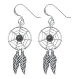 Sterling Silver Dreamcatcher Web Hanging Feather Hook Earrings 925 New 925 New