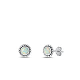Sterling Silver Cute White Synthetic Opal High Polished Stud Earrings .925 New