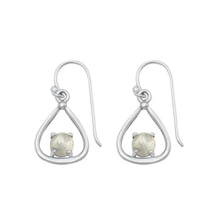 Sterling Silver Beautiful High Polished Moonstone Hook Earrings .925 New