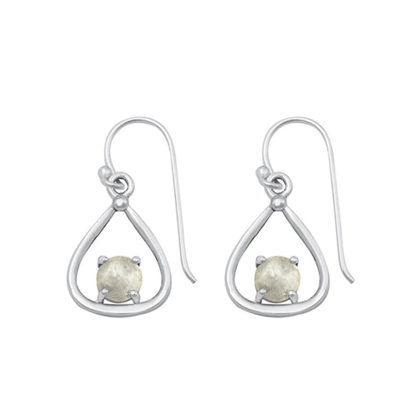 Sterling Silver Beautiful High Polished Moonstone Hook Earrings .925 New