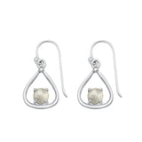 Sterling Silver Beautiful High Polished Moonstone Hook Earrings .925 New