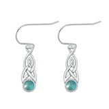 Sterling Silver Fashion Turquoise Celtic High Polished Hook Earrings .925 New