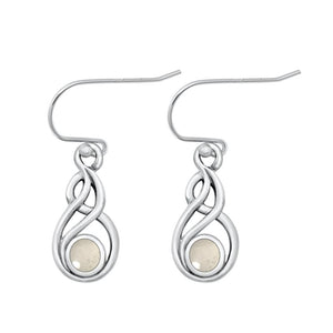 Sterling Silver Cute Moonstone Celtic High Polished Hook Earrings .925 New