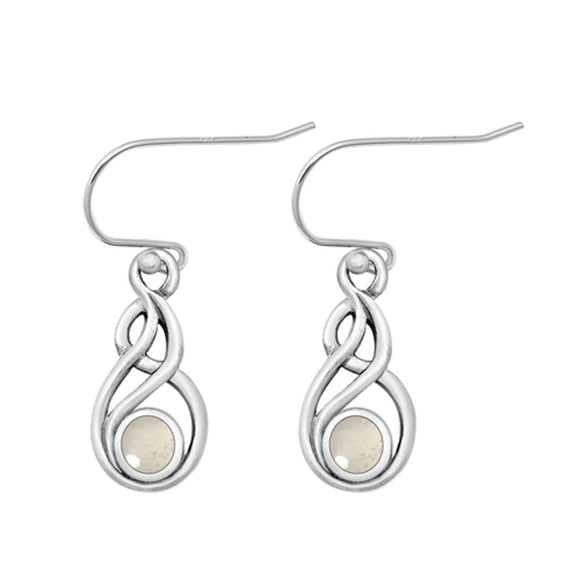 Sterling Silver Cute Moonstone Celtic High Polished Hook Earrings .925 New