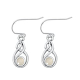 Sterling Silver Cute Moonstone Celtic High Polished Hook Earrings .925 New