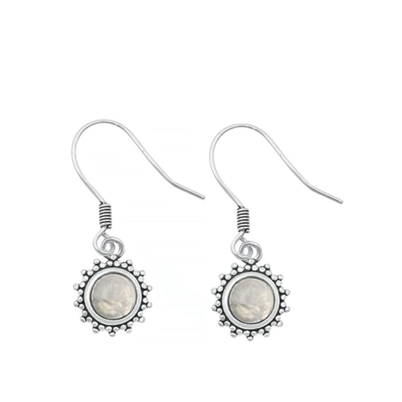 Sterling Silver Fashion Moonstone Oxidized Bali Style Drop Hook Earrings 925 New
