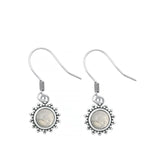 Sterling Silver Fashion Moonstone Oxidized Bali Style Drop Hook Earrings 925 New