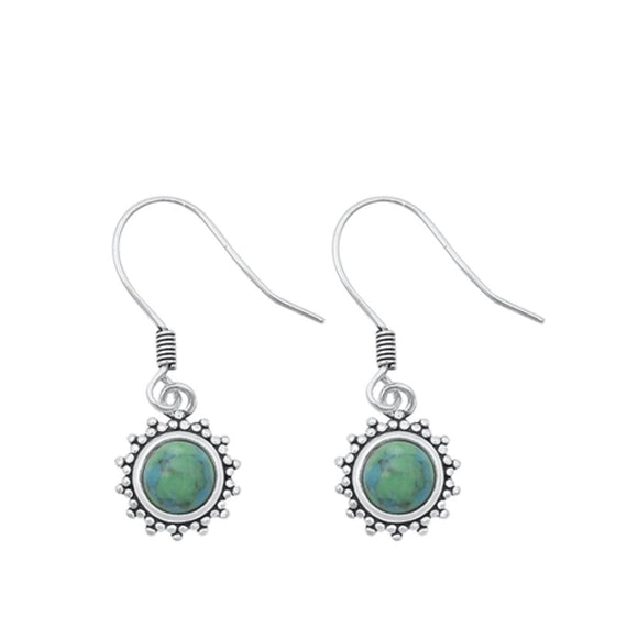 Sterling Silver Turquoise Fashion Bali Style Dangle Hook Earrings .925 New