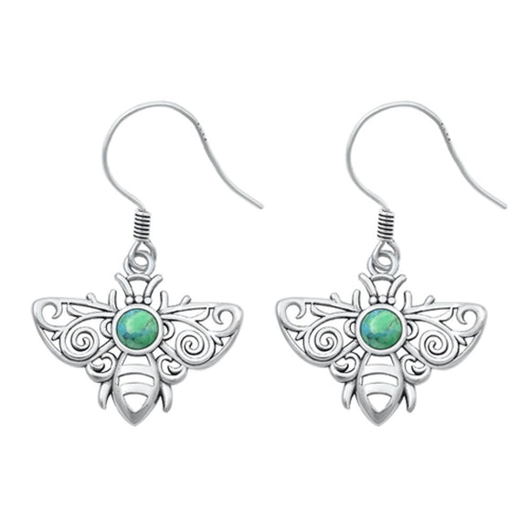 Sterling Silver Wholesale Turquoise Filigree Bee Earrings 925 New High Polished