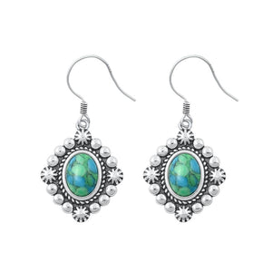 Sterling Silver Fashion Turquoise Bali Hook High Polished Earrings .925 New