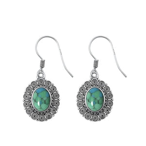 Sterling Silver Cute Turquoise Victorian Hook High Polished Earrings .925 New