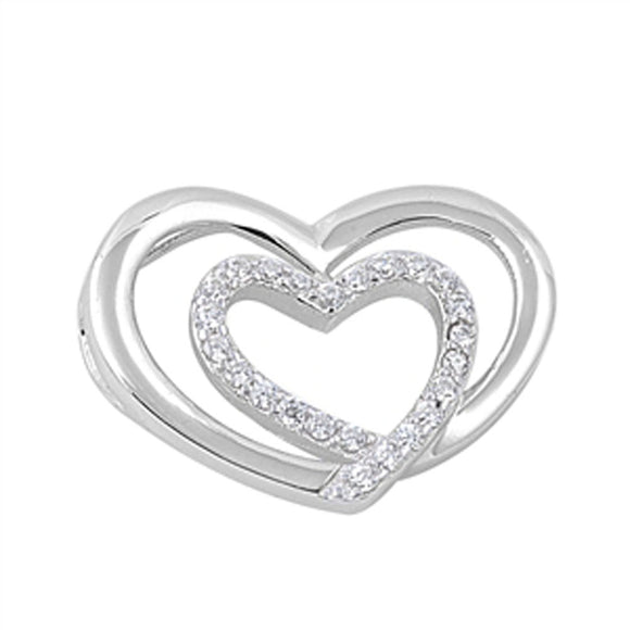 Sterling Silver Infinity Knot Promise Heart Pendant Clear Simulated CZ Charm