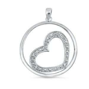 Sterling Silver Promise Heart Hoop Pendant Love Forever Charm Clear CZ New 925
