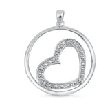 Sterling Silver Promise Heart Hoop Pendant Love Forever Charm Clear CZ New 925