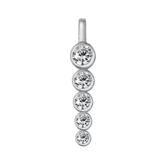 Sterling Silver Clear CZ Classic Journey Pendant Traditional Dainty Charm 925