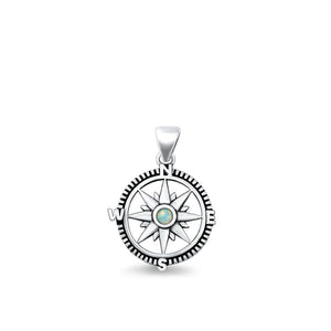 Sterling Silver Wholesale White Synthetic Opal Compass Pendant Charm 925 New