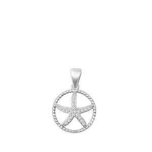Sterling Silver Unique Clear CZ Starfish Pendant Ocean Sea Beach Charm 925 New