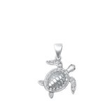 Sterling Silver Wholesale Clear CZ Sea Turtle Pendant Ocean Beach Charm 925 New